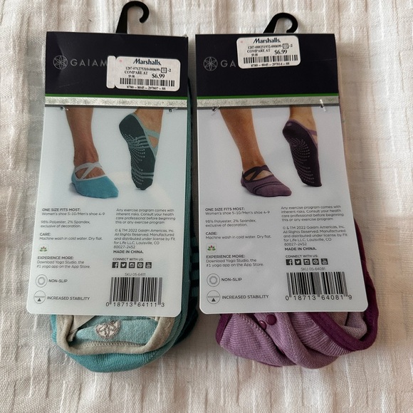 2x2 pack - Gaiam Yoga Socks - Picture 2 of 6